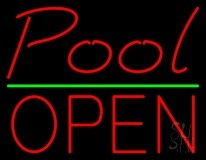 Red Pool Open Neon Sign