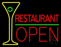 Restaurant With Martini Glass Open Neon Sign