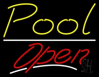 Yellow Pool Open Neon Sign