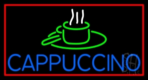 Blue Cappuccino With Red Border Neon Sign