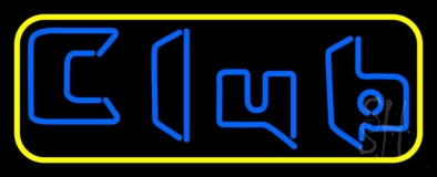 Blue Club With Yellow Border Neon Sign