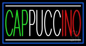 Cappuccino With Blue Border Neon Sign