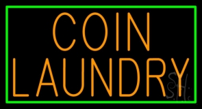 Coin Laundry With Green Border Neon Sign