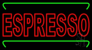 Double Stroke Red Espresso With Green Lines Neon Sign