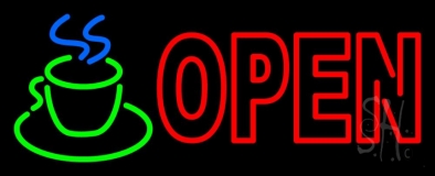 Double Stroke Red Open Coffee Cup Neon Sign