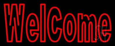 Double Stroke Red Welcome Neon Sign