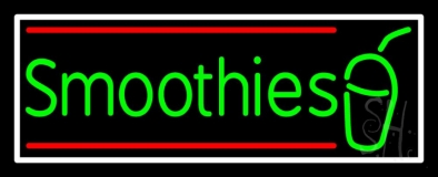 Green Smoothies With Glass And Border Neon Sign