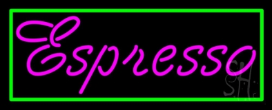 Pink Espresso With Green Border Neon Sign
