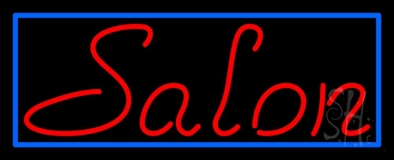 Red Salon With Blue Border Neon Sign