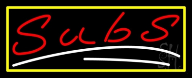 Red Subs With White Line And Yellow Border Neon Sign