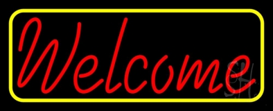 Red Welcome With Yellow Border Neon Sign