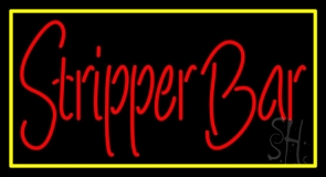 Stripper Bar With Yellow Border Neon Sign