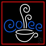 White Cup Blue Coffee With Red Border Neon Sign