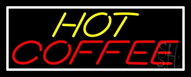 Yellow Hot Red Coffee With White Border Neon Sign