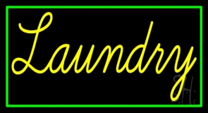 Yellow Laundry With Green Border Neon Sign