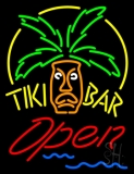 Yellow Tiki Bar Open Neon Sign