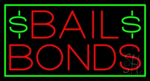 Bail Bonds With Dollar Logo Neon Sign