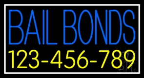Blue Bail Bonds With Number Neon Sign