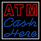 Double Stroke Atm With Cash Here Neon Sign