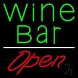 Green Wine Bar Open Neon Sign