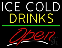 Ice Cold Drinks Open Neon Sign