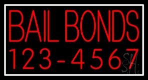 Red Bail Bonds With Number Neon Sign
