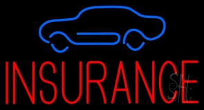 Red Insurance With Blue Car Neon Sign