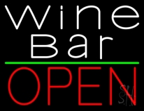 White Wine Bar Open Neon Sign