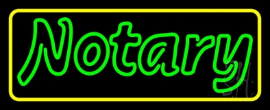 Green Notary Yellow Border Neon Sign