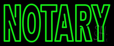 Green Slant Notary Neon Sign