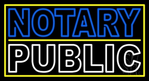 Notary Public With Yellow Border And Line Neon Sign