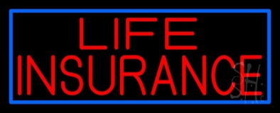 Life Insurance Block Blue Border Neon Sign