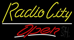 Cursive Radio City Open Neon Sign