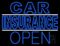 Double Stroke Car Insurance Open Neon Sign