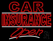 Double Stroke Car Insurance Open Neon Sign