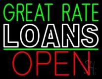 Great Rate Loans Open Neon Sign