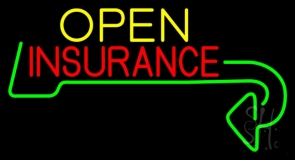 Insurance Open With Arrow Neon Sign
