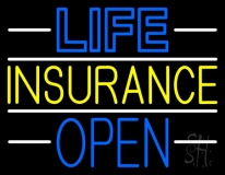 Life Insurance Open Block Neon Sign