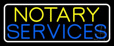 Notary Services With White Border Neon Sign
