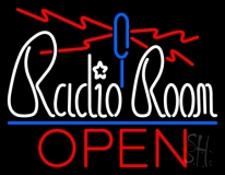 Radio Room Open Blue Line Neon Sign