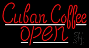 Red Cuban Coffee Open Neon Sign