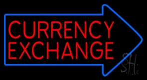 Red Currency Exchange With Arrow Neon Sign