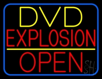 Red Dvd Explosion Open Blue Border Neon Sign