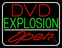 Red Dvd Explosion Open White Border Neon Sign