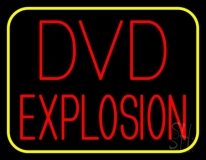 Red Dvd Explosion Yellow Border Neon Sign