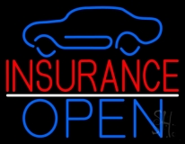 Car Logo Red Insurance Open Neon Sign