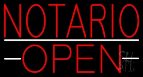 Red Notario Open Neon Sign