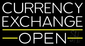 White Currency Exchange Open Neon Sign