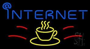 Blue Internet Cafe Neon Sign