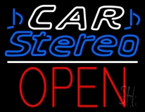 Car Stereo Open White Line Neon Sign